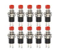 Interruttore a pulsante momentaneo, reset, blocco jog, interruttore libero, 3 A 220 V CA, pulsante SPST, normalmente aperto (NO), cappuccio nero, rosso e verde(Red-10pcs)