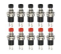 Interruttore a pulsante momentaneo, reset, blocco jog, interruttore libero, 3 A 220 V CA, pulsante SPST, normalmente aperto (NO), cappuccio nero, rosso e verde(Mix color-10pcs)