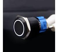 Interruttore a pulsante nero con luce LED 16/19/22 mm impermeabile illuminato metallo piatto chiusura momentanea con alimentazione 263 5V 12V 220V - (cerchio bianco/vol: 82 (contattaci)/ : 22 mm/SD