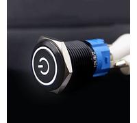 Interruttore a pulsante nero con luce LED 16/19/22 mm impermeabile illuminato metallo piatto chiusura momentanea con alimentazione 263 5V 12V 220V - (porta di alimentazione bianca/vol: 3V-6V (5V