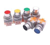 Interruttore a pulsante Np4-11Bn Piatto auto-ripristinante 1 Aperto Chiuso Rosso Giallo Verde Apertura 22mm Inizio Arresto 1 Pz(Np4-11bnred[self-reset])