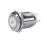 Interruttore a pulsante per auto 12mm 3V, metallo impermeabile LED Interruttore a pulsante autobloccante a pulsante 1NO1NC(White)