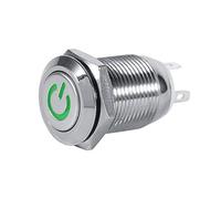 Interruttore a pulsante per auto 12mm 3V, metallo impermeabile LED Interruttore a pulsante autobloccante a pulsante 1NO1NC(Green)