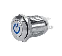 Interruttore a pulsante per auto 12mm 3V, metallo impermeabile LED Interruttore a pulsante autobloccante a pulsante 1NO1NC, Blue