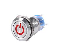 Interruttore a pulsante per auto 19 mm 12V, impermeabile a LED in metallo Pulsante autobloccante con interruttore a scatto 1NO1NC(Red)
