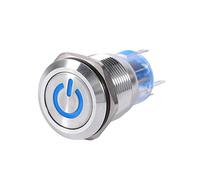 Interruttore a pulsante per auto 19 mm 12V, impermeabile a LED in metallo Pulsante autobloccante con interruttore a scatto 1NO1NC(Blue)