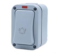 Interruttore a pulsante per campanello impermeabile per esterni, IP66, antipolvere, con luce LED, 20 A AC250 V, per giardino, patio, magazzino, grigio