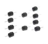Interruttore a pulsante per mini torcia, 1 A, 30 V, nero, 10 pezzi, interruttore a scatto a 2 pin in rame per controllo torcia elettrica