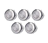 Interruttore a Pulsante Piatto Superiore, Interruttore a Pulsante in Acciaio Inossidabile 5 Pezzi, Accessori di Alimentazione con Terminale a Vite Impermeabile 0-220V(12mm), Interruttore Di Controllo