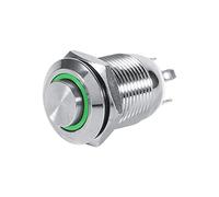 Interruttore a pulsante Power LED auto, Keenso 12mm Auto 1NO Interruttore a pulsante momentaneo in metallo impermeabile a pulsante 4 pin(Green)
