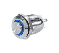 Interruttore a pulsante Power LED auto, Keenso 12mm Auto 1NO Interruttore a pulsante momentaneo in metallo impermeabile a pulsante 4 pin(Blue)