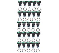 Interruttore a Pulsante Quadrato 16mm 24V, 25 Pezzi, ABS e Ottone, Autobloccante con Luce - Contatti in Argento, Alta Durata, Ideale per Quadri Elettrici e Automazione (Verde)
