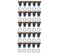 Interruttore a Pulsante Quadrato 25 Pezzi, ABS e Ottone, Autobloccante con Luce 16mm 24V - Materiale Resistente, Contatti in Argento, Ideale per Quadri di Distribuzione e (Gialla)