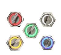 Interruttore a pulsante rotante in metallo DPDT a 2/3 posizioni da 22 mm, illuminato a LED, 5 V, 1 pz.(Red Led,LATCHING_3 POSITION_220V)