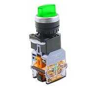 Interruttore a pulsante rotativo LA38-11XD/2 con lampada 22MM Interruttori a manopola LED a scatto a 2 posizioni 3 posizioni Multicolore Opzionale Componenti elettronici (Color : Green-3 Position, S