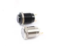 Interruttore a pulsante rotondo in metallo a testa alta/piatta momentaneo da 12 mm, altoparlante for clacson, campanello, reset automatico, 1 pz.(Silver,Flat Head)