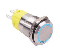 Interruttore a Pulsante Vandal 16mm LED Blu 24V On-(On) Momentary SPDT