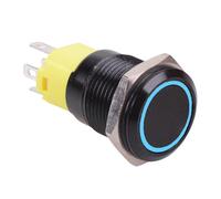 Interruttore A Pulsante Vandalico Nero Momentaneo Blu LED 16mm NO/NC