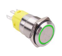 Interruttore A Pulsante Verde LED Momentaneo 16mm Resistente Ai Vandalismi NO/NC