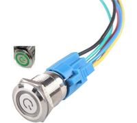 Interruttore Accensione Avviamento Interruttore a pulsante da 12/16 mm in acciaio inossidabile autobloccante 1NO 1NC modello di simbolo di alimentazione per applicazione di alimentazione(12mm green)