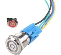 Interruttore Accensione Avviamento Interruttore a pulsante da 12/16 mm in acciaio inossidabile autobloccante 1NO 1NC modello di simbolo di alimentazione per applicazione di alimentazione(16mm red)