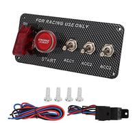 Interruttore Accensione Motore 12V 40A, Pannello Push Button Carbon Fiber Style Universale - Alta Efficienza, Materiale Resistente, Plug and Play