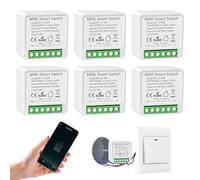 Interruttore Alexa Luci, WiFi Interruttore della Luce, Controllo Vocale/Timer, Mini Interruttori della Luce Smart Home, Compatibile con Alexa, 1 via/2 vie, Interruttor Wi-Fi (6 pezzo)