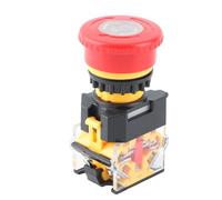 Interruttore Arresto di Emergenza 22mm con Pulsante a Fungo Rosso, 1NO+1NC, Metallo e Plastica, 10A 220/380V, per Macchinari Industriali