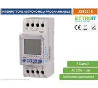 INTERRUTTORE ASTRONOMICO SU GUIDA DIN ORARIO SETTIMANALE PROGRAMMABILE 2CH 16A