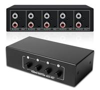 Interruttore audio 4 in 1 out, commutatore audio bidirezionale 3,5 mm AUX + RCA L/R, interruttore audio, scatola di selezione audio per cuffie, altoparlanti, fono, sistema audio, splitter audio 4