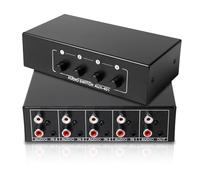Interruttore Audio, Commutatore Audio 4 in 1 Out, Casella di Selezione Audio 3,5 mm Aux + RCA L/R, Interruttore Audio Bidirezionale, Scatola di Selezione Audio, Splitter Audio Video per Cuffie, Fono