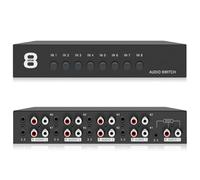 Interruttore audio, commutatore audio 8 in 1 out, interruttore audio 3,5 Mm Aux + RCA L/R, interruttore audio bidirezionale, scatola di selezione audio, splitter audio video per cuffie, fono