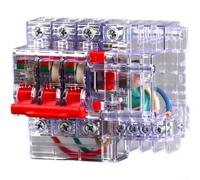 Interruttore automatico 3P trasparente per protezione da corrente di errore da 6 a 63 A, 3P, alloggiamento trasparente, protezione da sovraccarico, protezione da cortocircuito, 10 cm, fusibile