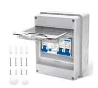 Interruttore automatico a 2 vie, IP65, resistente alle intemperie, per garage, officina, roulotte, dependance, 40 A, 30 mA, RCD 6A+16A (2 vie)
