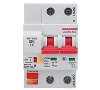 Interruttore Automatico AC220V Smart WIFI Interruttore Automatico in Miniatura PA66-DSM Supporto per Guscio Ignifugo Wifi Telecomando APP per Telefono Cellulare(2P 100A)