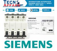 Interruttore Automatico Magnetotermico 4P 40kA - C10 / 400V Siemens 5SY8 410-7