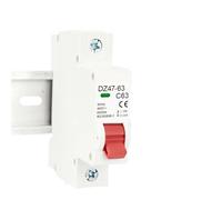 Interruttore automatico MCB 1P AC DZ47-63 tipo C 230/400V~ 50HZ/60HZ Mini interruttore automatico 3A 6A 10A 16A 20A 25A 32A 40A 50A 63A Montaggio su guida DIN da 35 mm(1P 63A)
