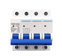 Interruttore Automatico MCB 4P AC TOB1-63 Tipo C 230/400V~ 50HZ/60HZ Mini Interruttore Automatico 3A 6A 10A 16A 20A 25A 32A 40A 50A 63A(4P 10A)