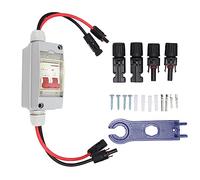 Interruttore Automatico Pannelli Solari Interruttore di Disconnessione Solare 30 Amp, Interruttore di Disconnessione MCB 2P DC 500V 32A con Scatola di Distribuzione e cavo