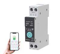 Interruttore automatico WiFi, 1P+N 25A 230V Interruttore di controllo remoto wireless per la casa intelligente Timer Controllo vocale Monitoraggio energetico Compatibile con Smart Life TUYA guida DIN