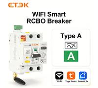 Interruttore automatico WiFi intelligente ETEK RCBO con funzione di riconciliazione automatica 30mA 1P + N Interruttore intelligente con telecomando EKR3L