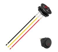Interruttore basculante Rotondo Pulsante Automobile 3 Pin | Interruttore basculante LED rosso 12 V con cavo pre-cablato per foro di foratura da 28 mm