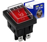 Interruttore Bipolare Luminoso Rosso e Coperchio di Protezione 250V 16A