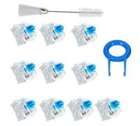 Interruttore blu di ricambio per tastiera meccanica, 10 pezzi, blu, digitazione accurata, antipolvere per tastiera LED, tastiera meccanica da gioco, 1 estrattore di chiavi, 1 pennello