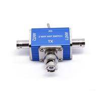 Interruttore coassiale RF manuale da 1 ingresso a 2 uscite per radiodiffusione CB a bassa perdita ad alta potenza 0-50 MHz in lega di alluminio blu (BNC)