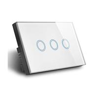 Interruttore da parete for luci Wi-Fi Smart Life Pannello touch in vetro Controllo vocale wireless(3GANG White)