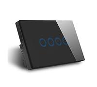 Interruttore da parete for luci Wi-Fi Smart Life Pannello touch in vetro Controllo vocale wireless(4GANG BLACK)