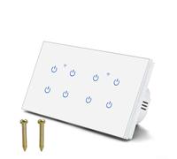 Interruttore da parete intelligente WiFi, 2 - 8 gang 2 vie touch control per app Tuya, per Alexa e Smart Life, telecomando vocale 220 V 10 A, pannello in vetro temperato, per illuminazione della casa