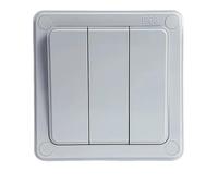 Interruttore da parete per esterni con grado di protezione IP66 - Pulsante resistente alle intemperie, 1/2/3 canali 16A, adatto per casa e giardino(3-Gang)