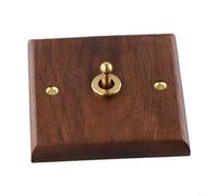 Interruttore della luce a levetta in noce nero fatto a mano, piastra a bilanciere a 1/2 vie con leva in ottone, controllo elettrico decorativo da parete per luci e ventilatori, marrone, 86 x 86 mm (1